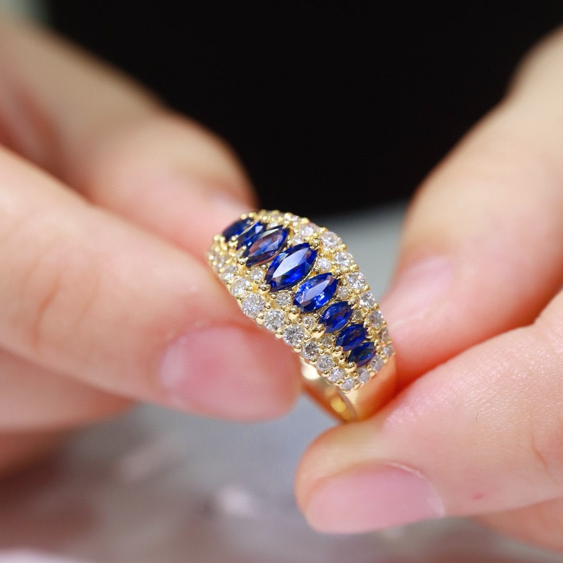 14k Gold 1.4 Ctw Natural Sapphire & Diamond Ring - 2