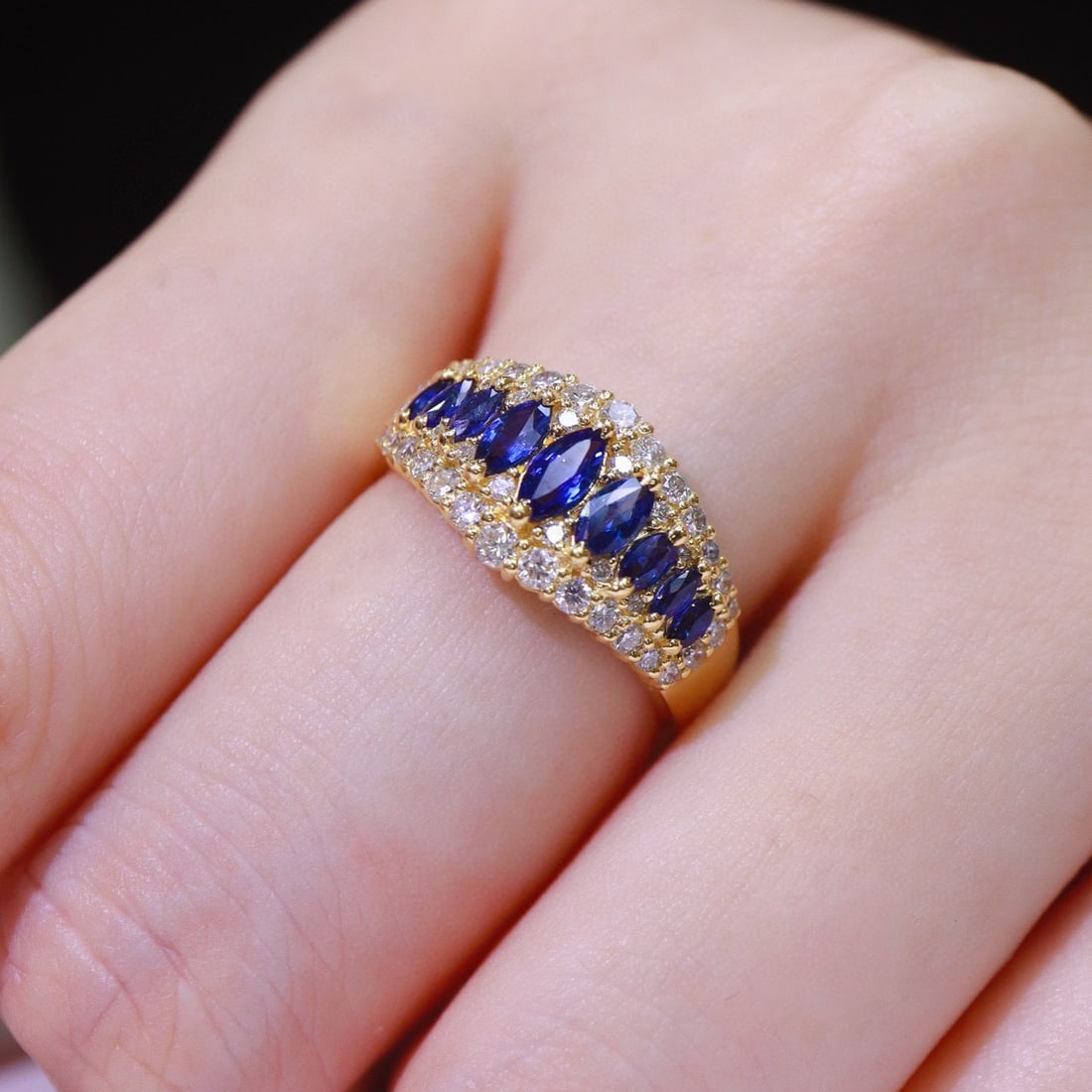 14k Gold 1.4 Ctw Natural Sapphire & Diamond Ring - 4