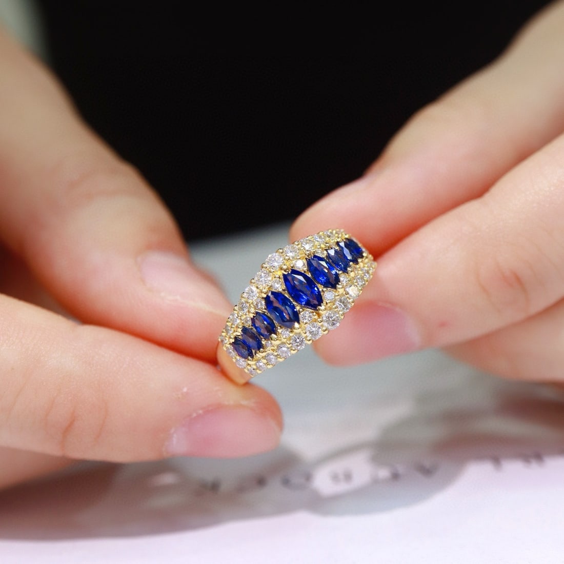 14k Gold 1.4 Ctw Natural Sapphire & Diamond Ring - 5