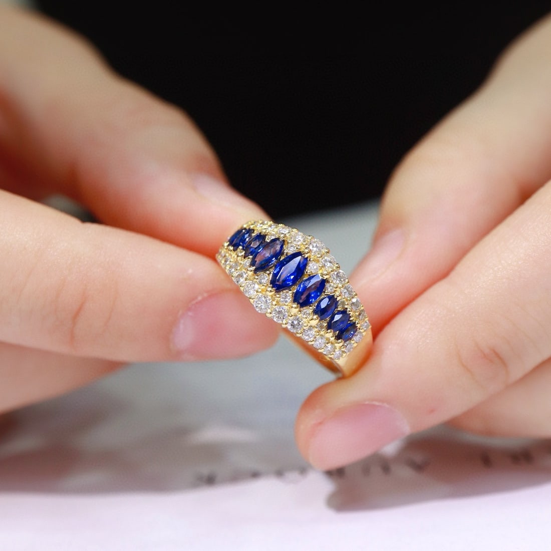 14k Gold 1.4 Ctw Natural Sapphire & Diamond Ring - 7