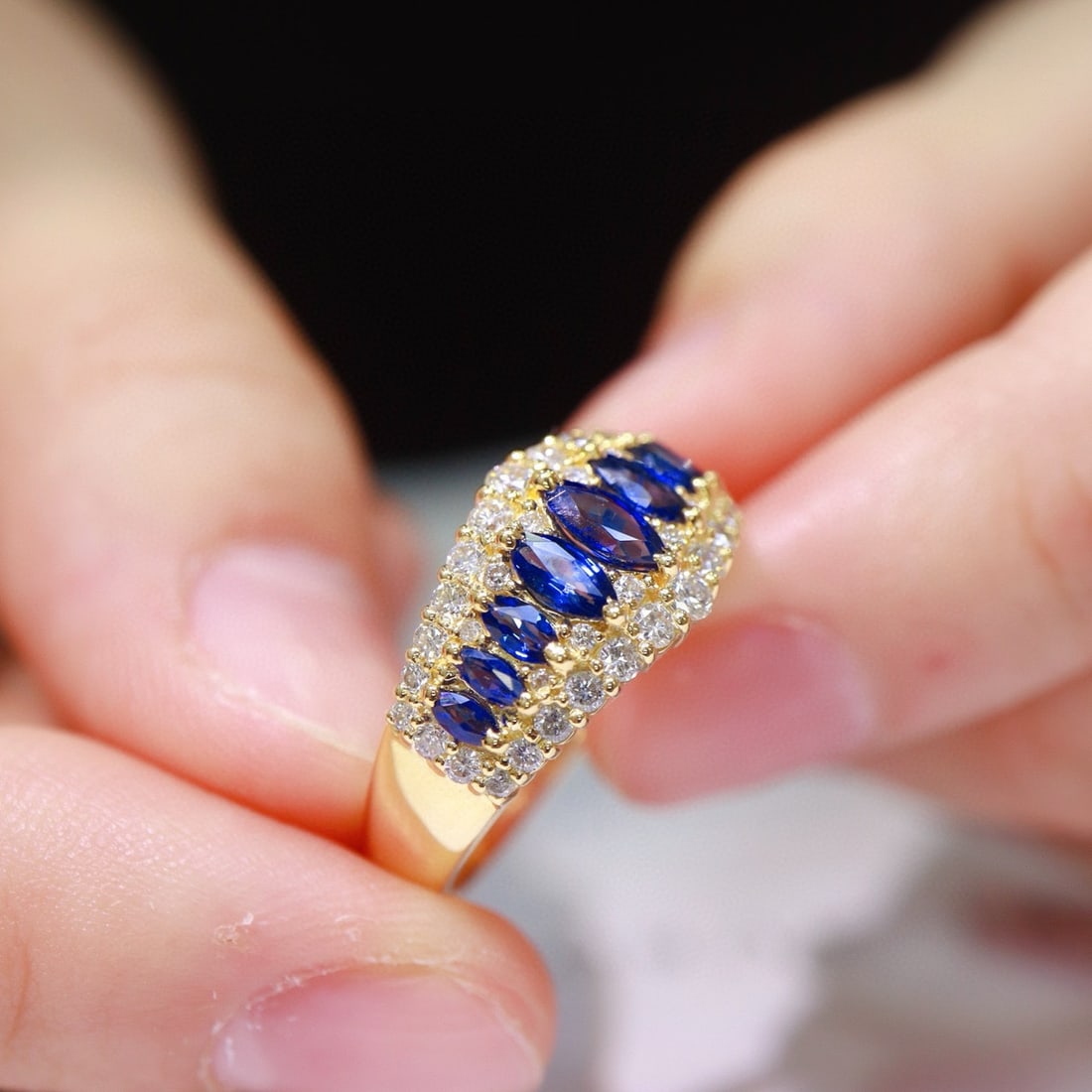 14k Gold 1.4 Ctw Natural Sapphire & Diamond Ring - 8