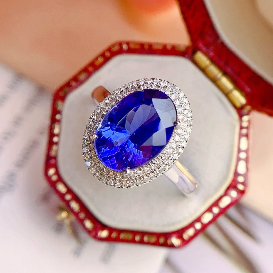 14k Gold 2.85 Ct Natural Tanzanite & Diamond Ring - 4