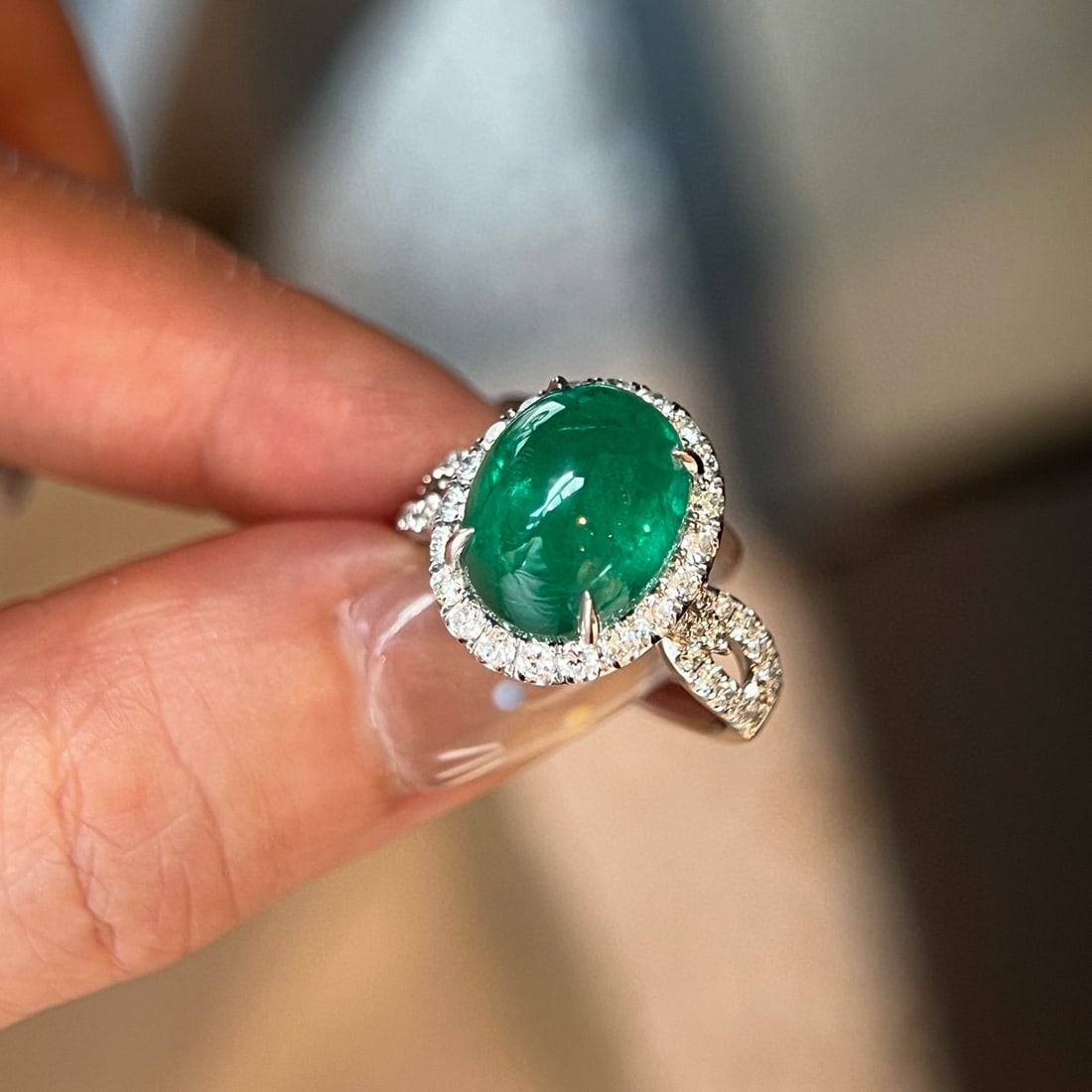 14k Gold 6.77 Ctw Natural Emerald & Lab Grown Diamond Ring - 2
