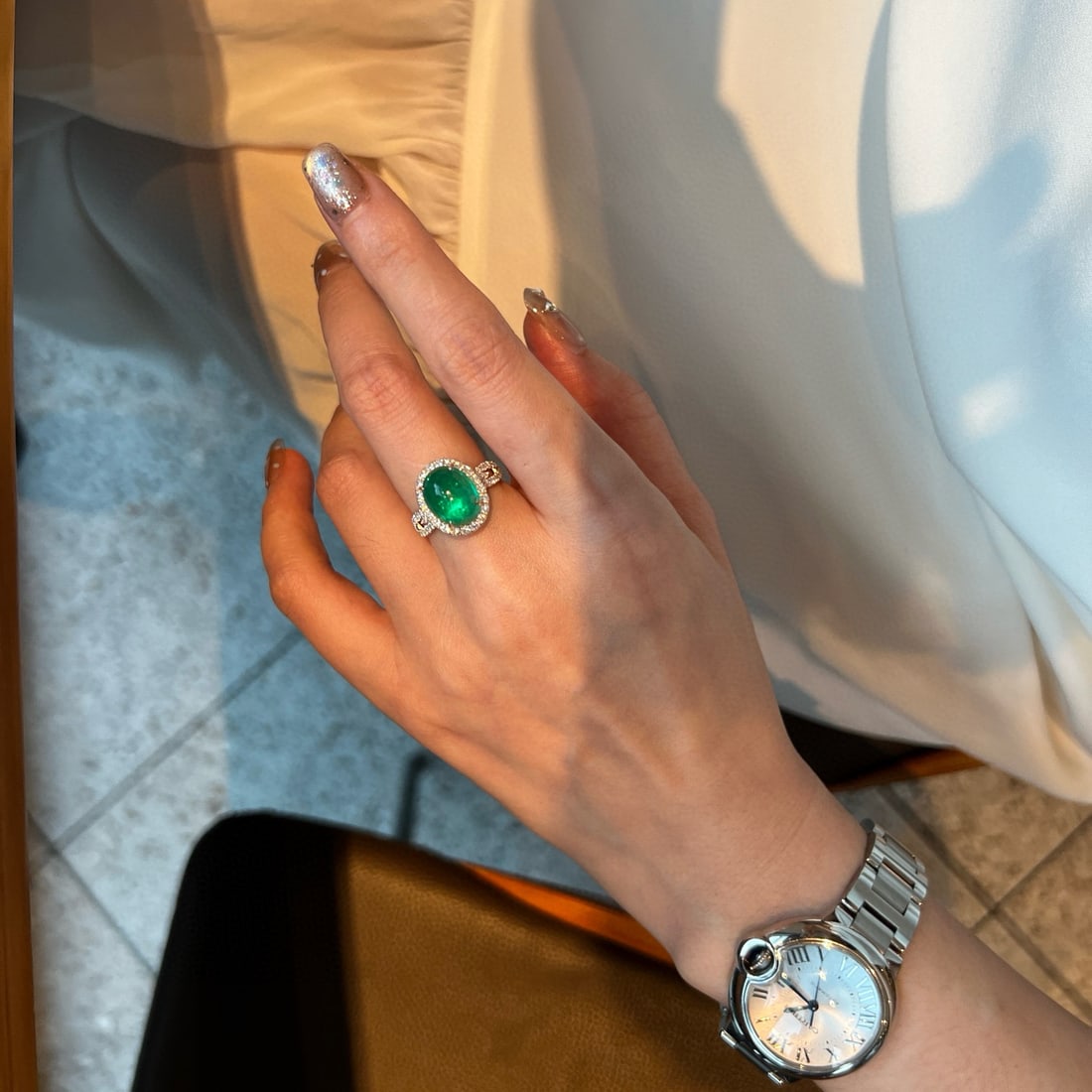 14k Gold 6.77 Ctw Natural Emerald & Lab Grown Diamond Ring - 4
