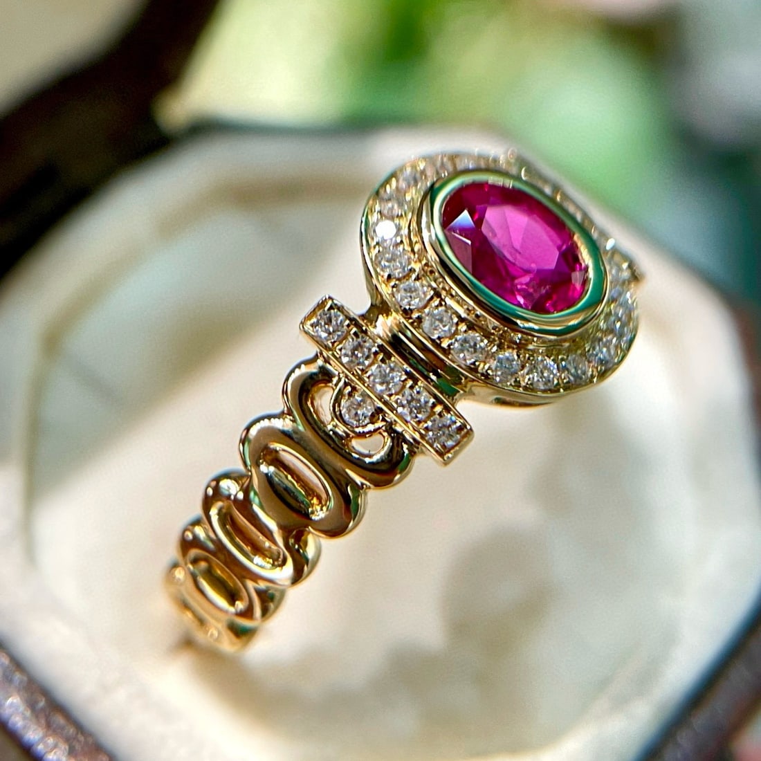 14k Gold 0.45 Ct Natural Ruby & Diamond Ring - 2