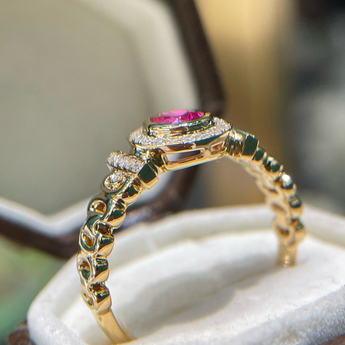 14k Gold 0.45 Ct Natural Ruby & Diamond Ring - 3