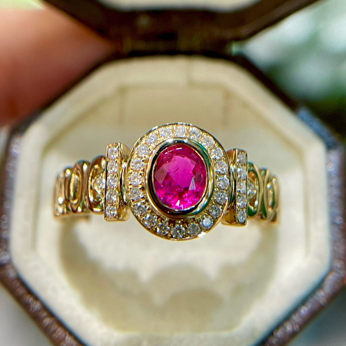 14k Gold 0.45 Ct Natural Ruby & Diamond Ring - 4