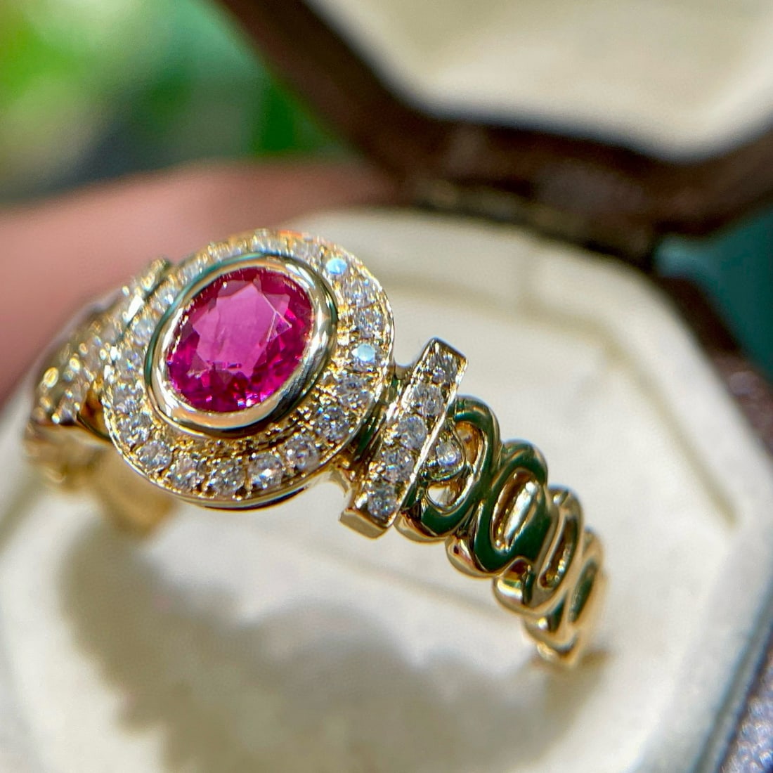 14k Gold 0.45 Ct Natural Ruby & Diamond Ring - 5