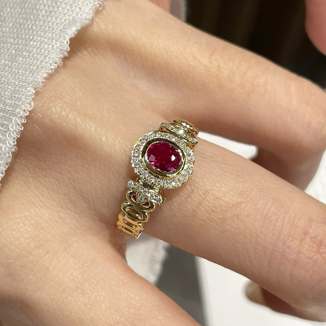 14k Gold 0.45 Ct Natural Ruby & Diamond Ring - 6