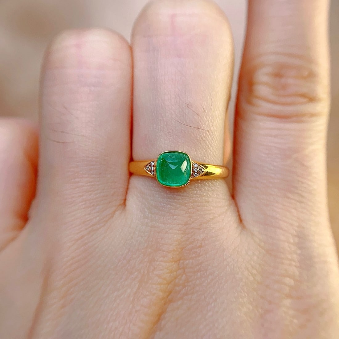 14k Gold 1.00 Ct Natural Emerald & Diamond Ring - 6