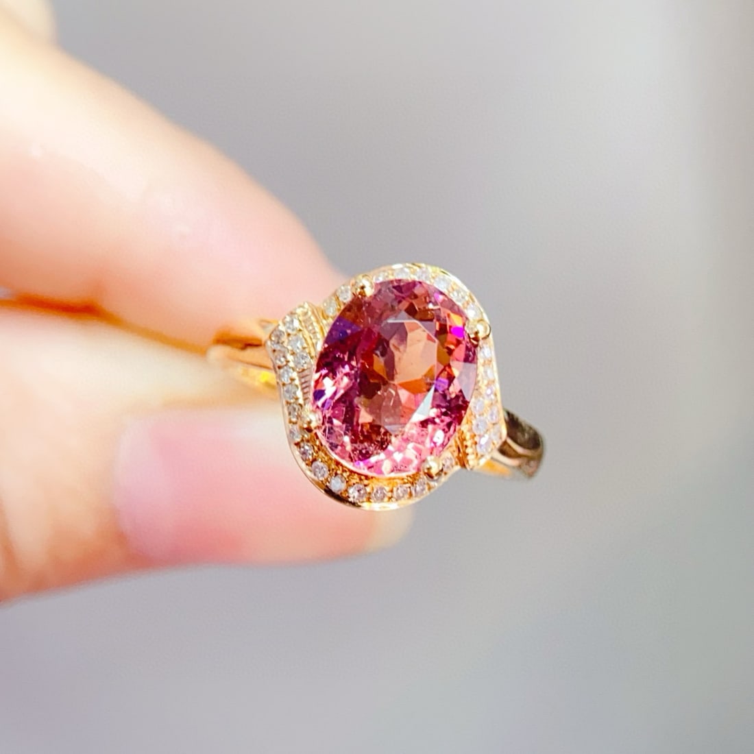14k Gold 2 Ct Natural Tourmaline & Diamond Ring - 5