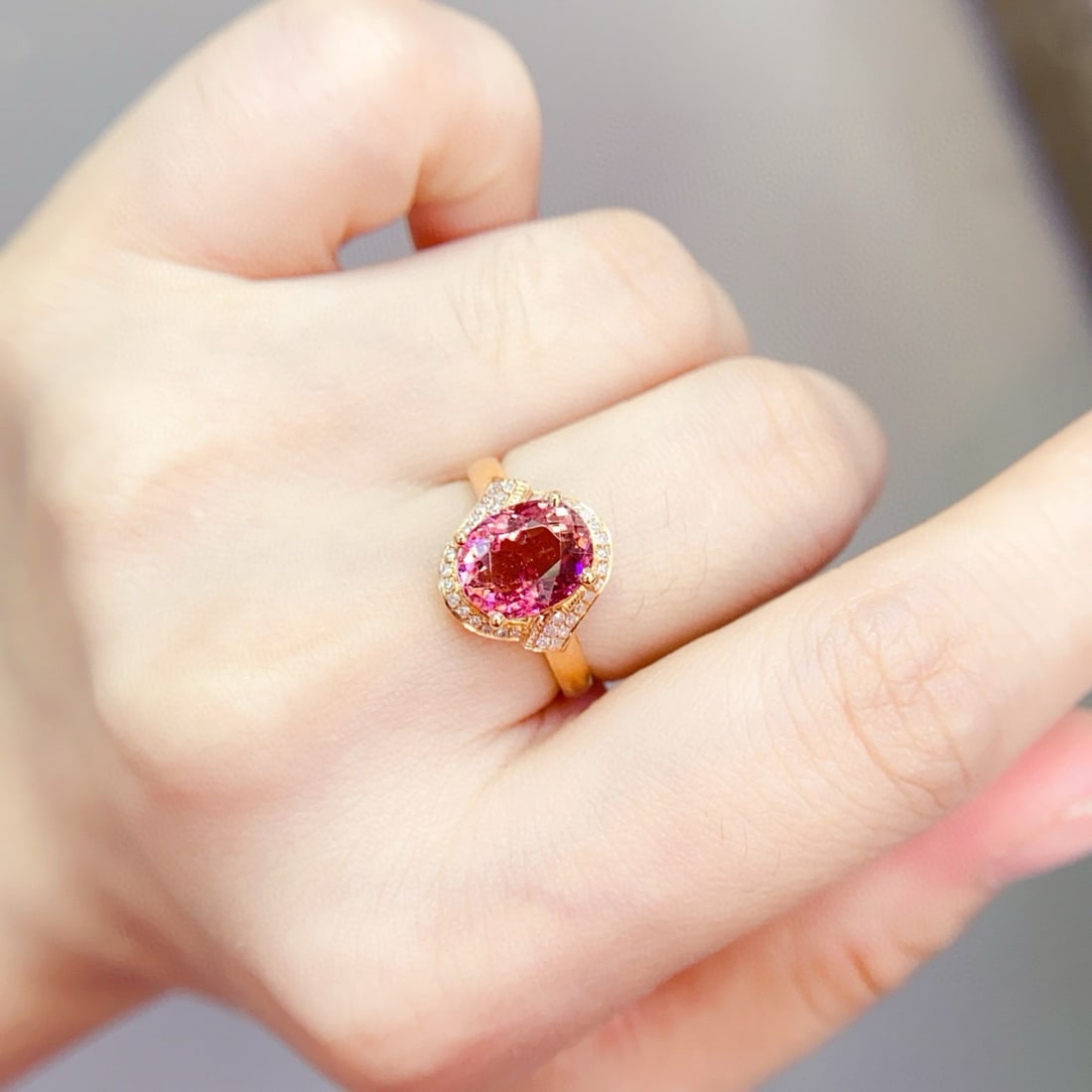 14k Gold 2 Ct Natural Tourmaline & Diamond Ring - 6