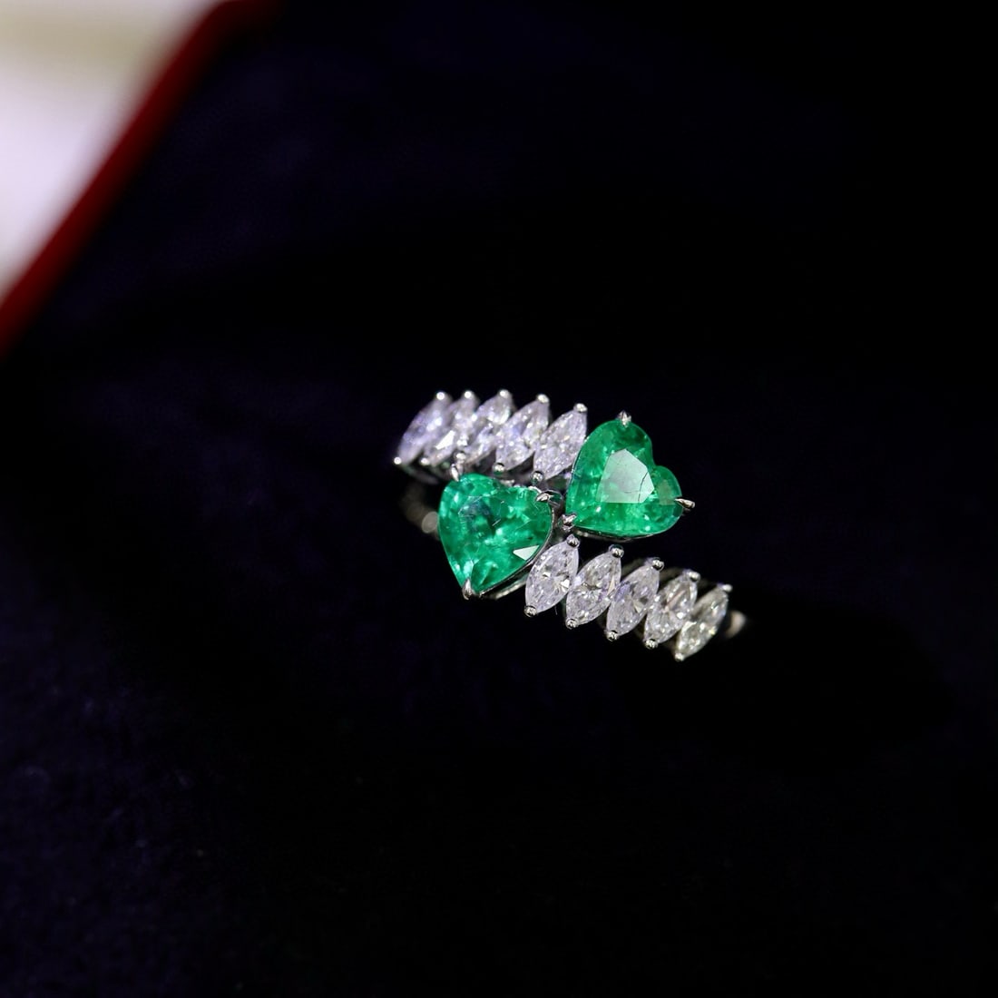 14k Gold 1.52 Ctw Vivid Green Natural Emerald & Diamond & Toi Et Moi Ring - 3