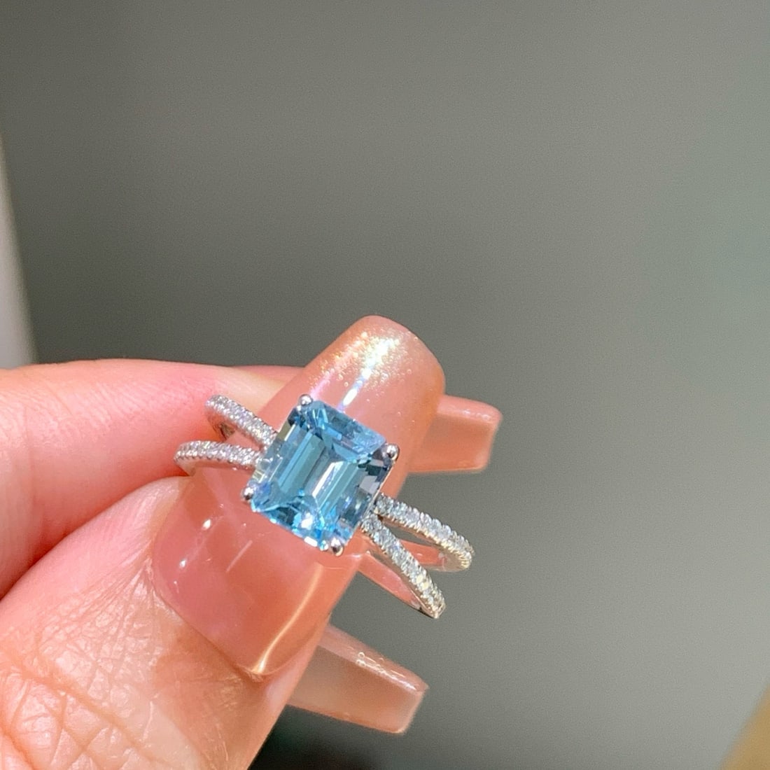 14k Gold 1.93 Ctw Natural Aquamarine & Diamond Ring - 2