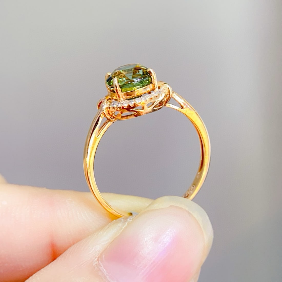 14k Gold 1.9 Ct Natural Tourmaline & Diamond Ring - 3