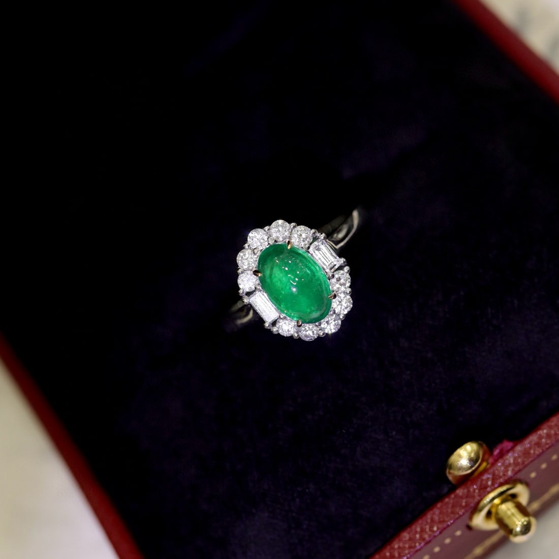 14k Gold 2.18 Ctw Vivid Green Natural Emerald & Diamond Ring - 7