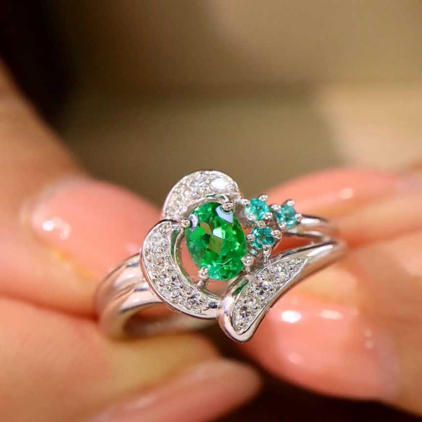 14k Gold 0.48 Ctw Natural Tourmaline & Diamond Ring - 2