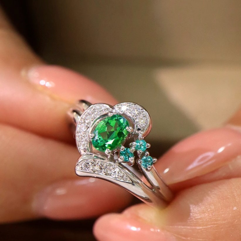14k Gold 0.48 Ctw Natural Tourmaline & Diamond Ring - 3
