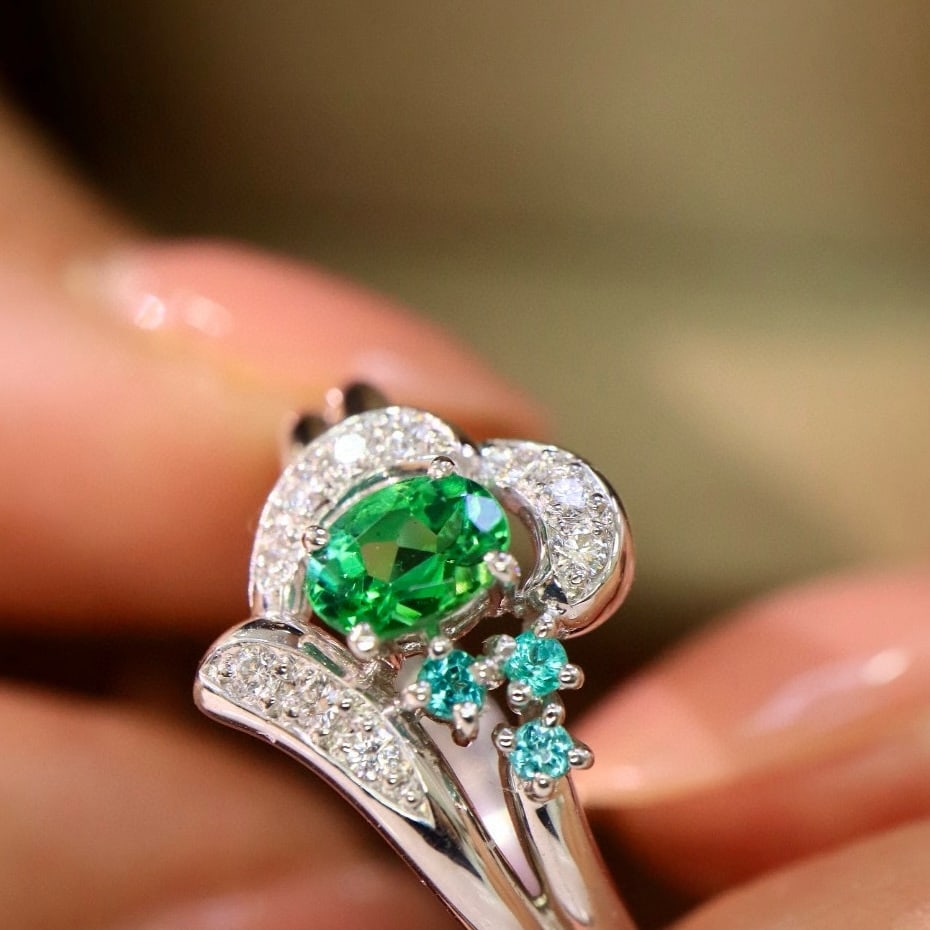 14k Gold 0.48 Ctw Natural Tourmaline & Diamond Ring - 4