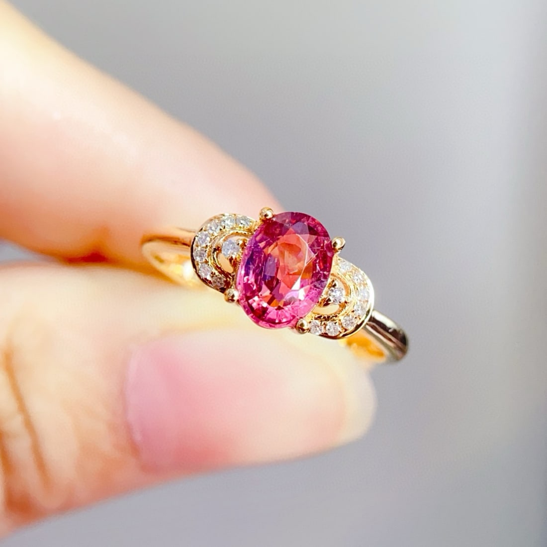 14k Gold 1 Ct Natural Tourmaline & Diamond Ring - 5