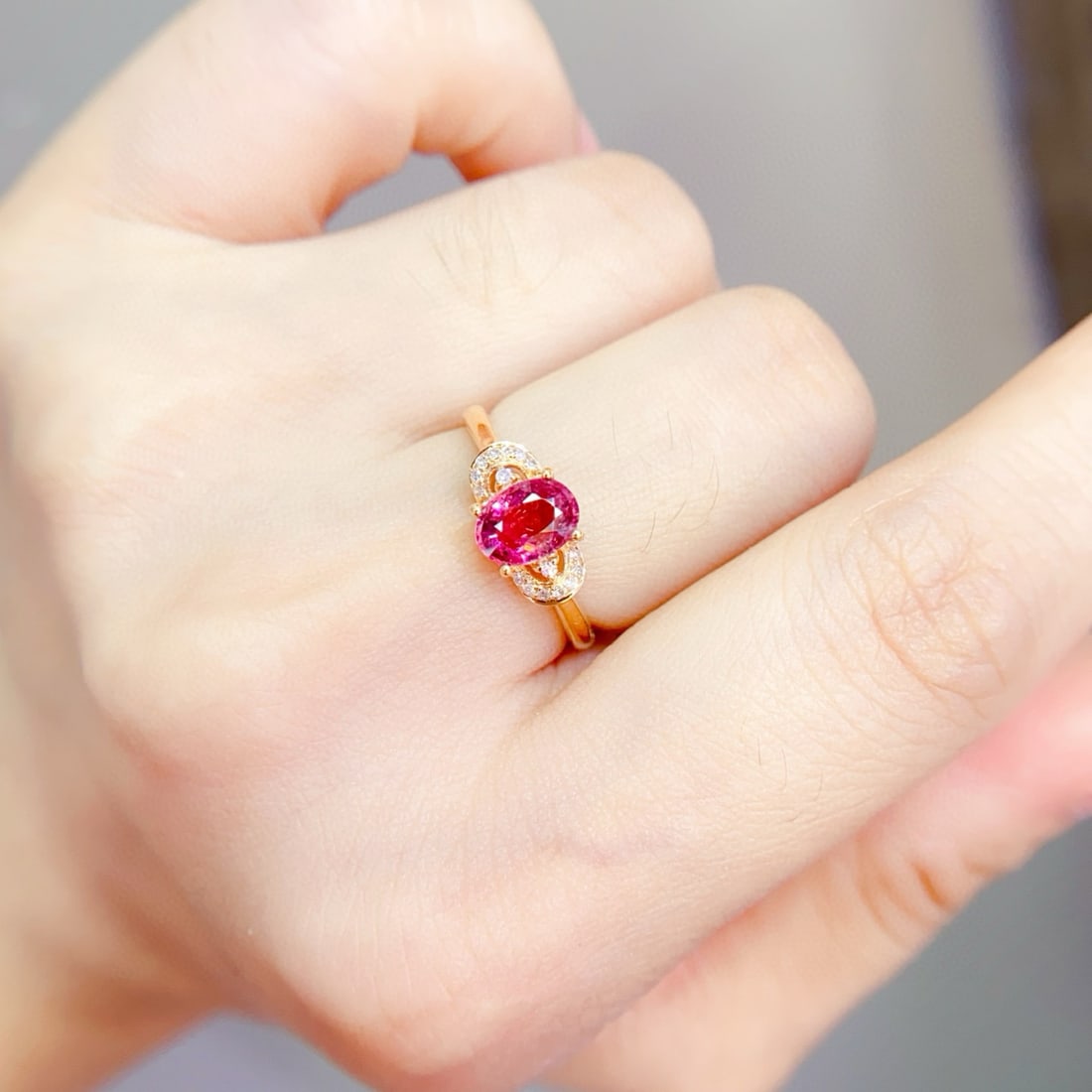 14k Gold 1 Ct Natural Tourmaline & Diamond Ring - 6