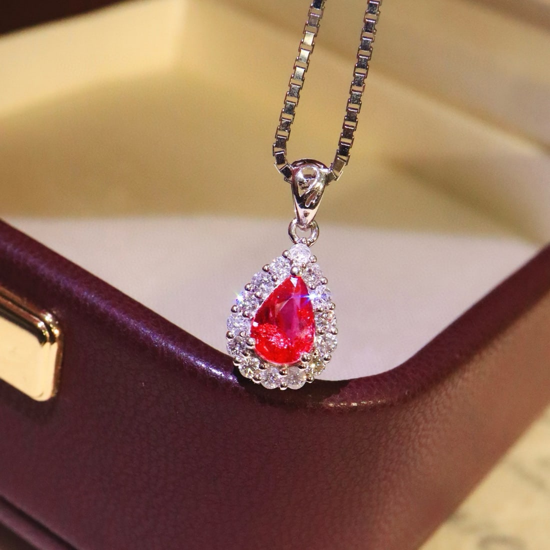 14k Gold 0.92 Ctw Natural Ruby & Diamond Pendant( Without Chain ) - 2