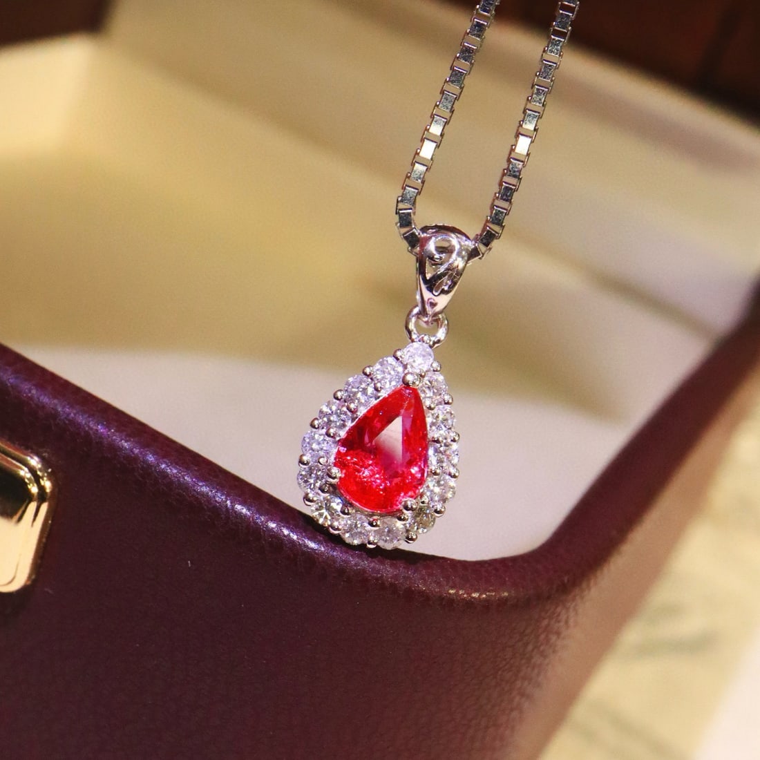 14k Gold 0.92 Ctw Natural Ruby & Diamond Pendant( Without Chain ) - 3