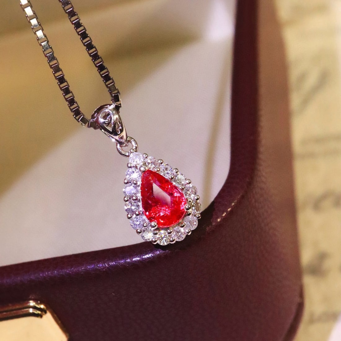14k Gold 0.92 Ctw Natural Ruby & Diamond Pendant( Without Chain ) - 5
