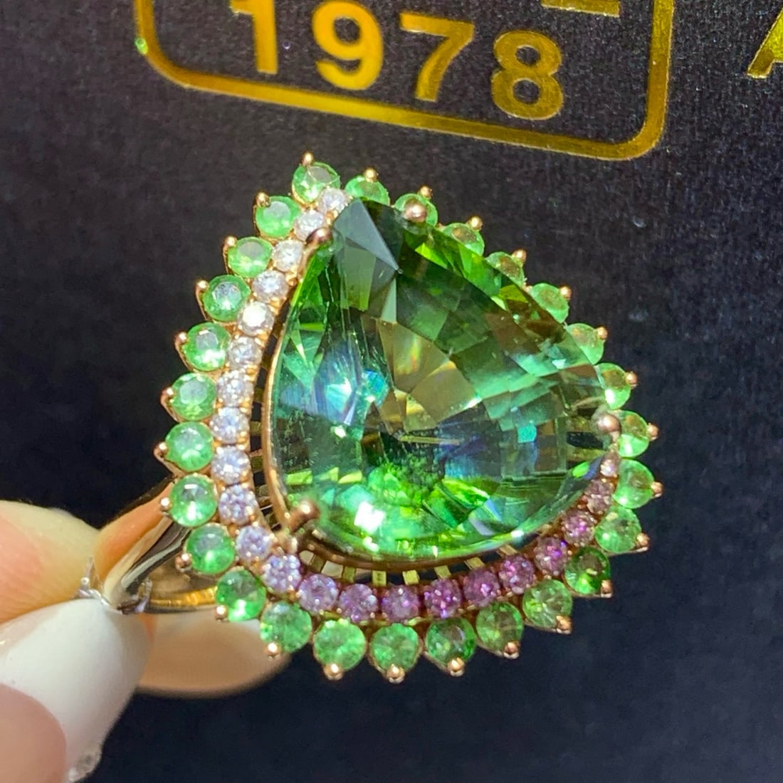 14k Gold 9.0 Ct Natural Tourmaline & Diamond Ring - 2