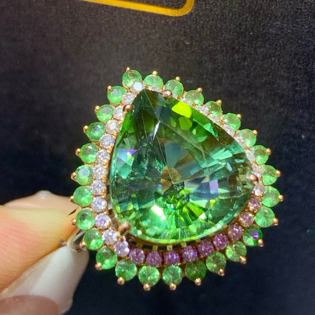 14k Gold 9.0 Ct Natural Tourmaline & Diamond Ring - 8