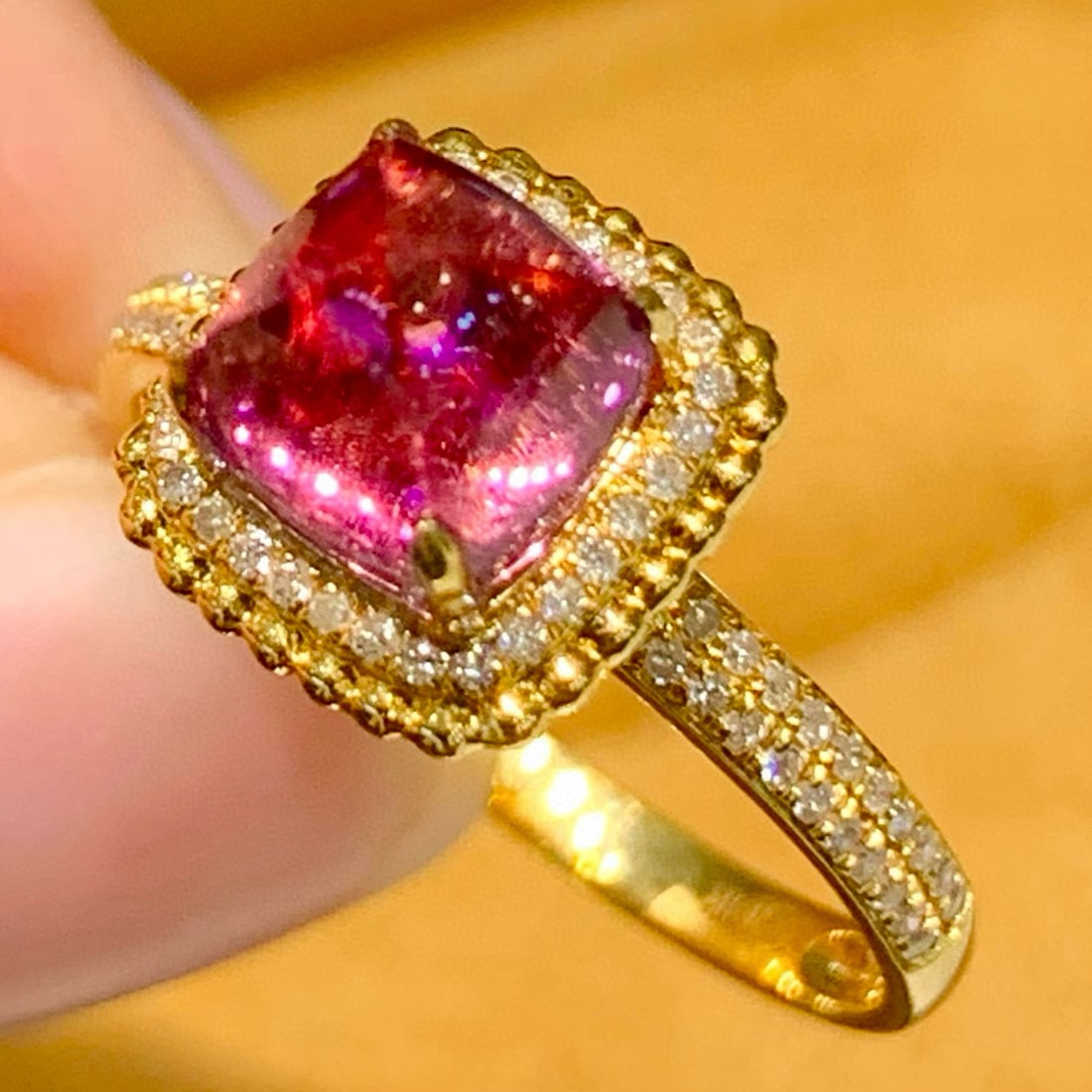 14k Gold 2.15 Ct Natural Tourmaline & Diamond Ring - 3