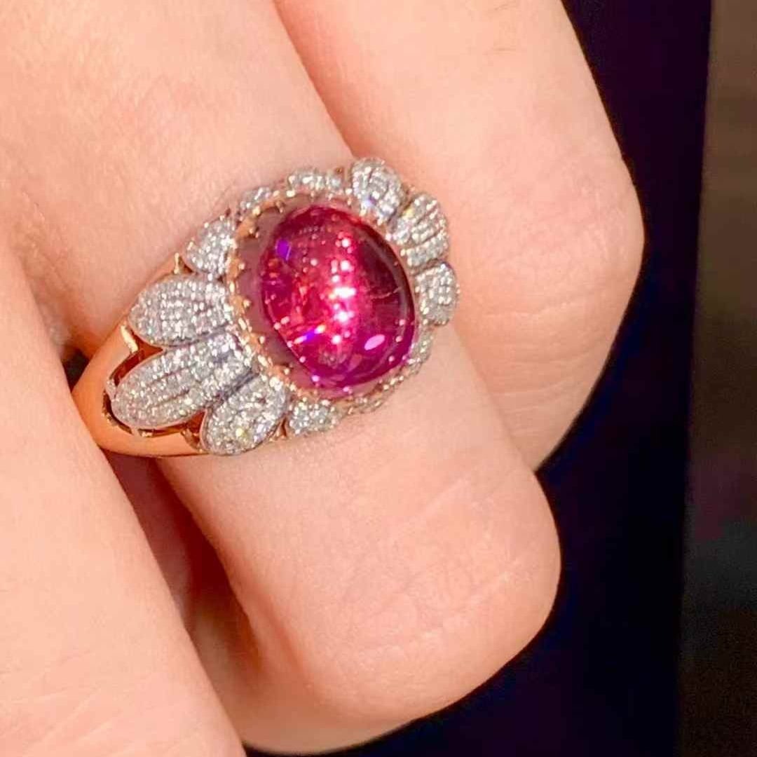14k Gold 3.05 Ct Natural Tourmaline & Diamond Ring - 6