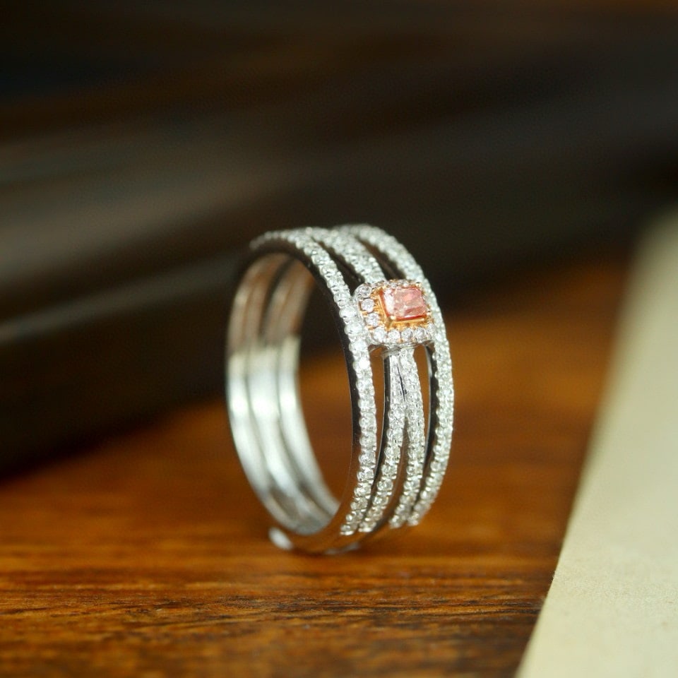14k Gold 0.41 Ctw Natural Pink Diamond & Diamond Ring - 5