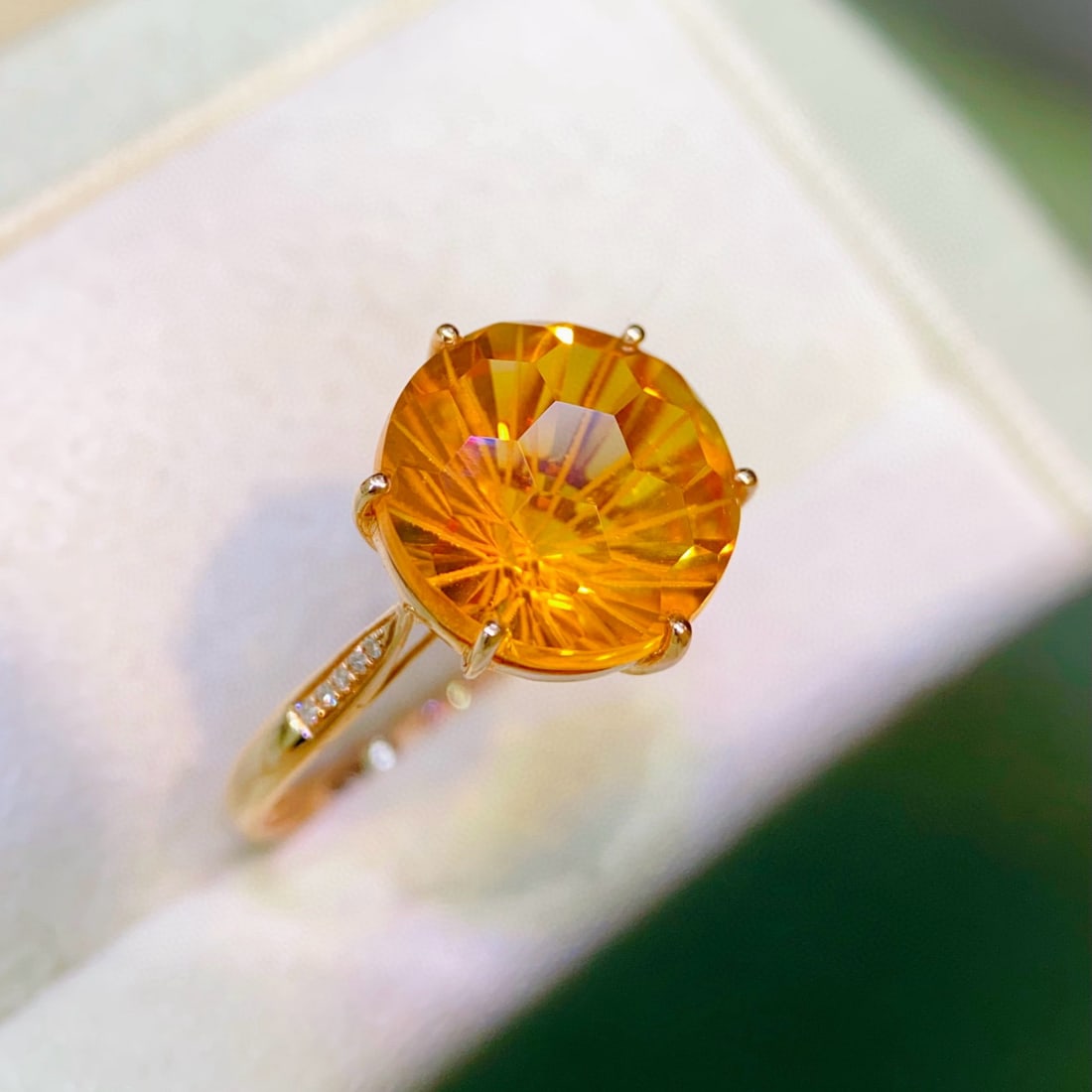 14k Gold 6.18 Ctw Natural Citrine & Diamond Ring - 3
