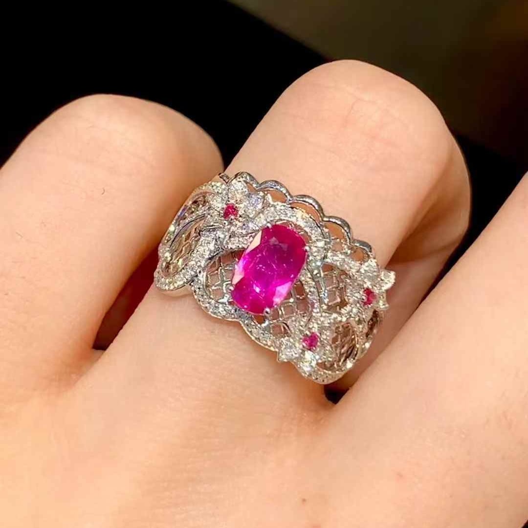 14k Gold 1.25 Ct Natural Ruby & Diamond Ring - 4