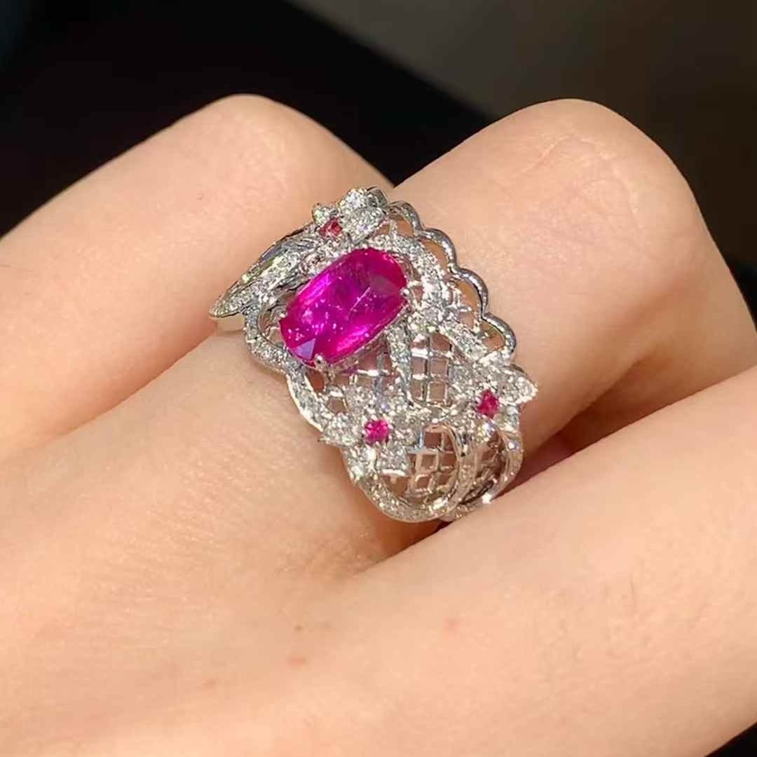 14k Gold 1.25 Ct Natural Ruby & Diamond Ring - 5