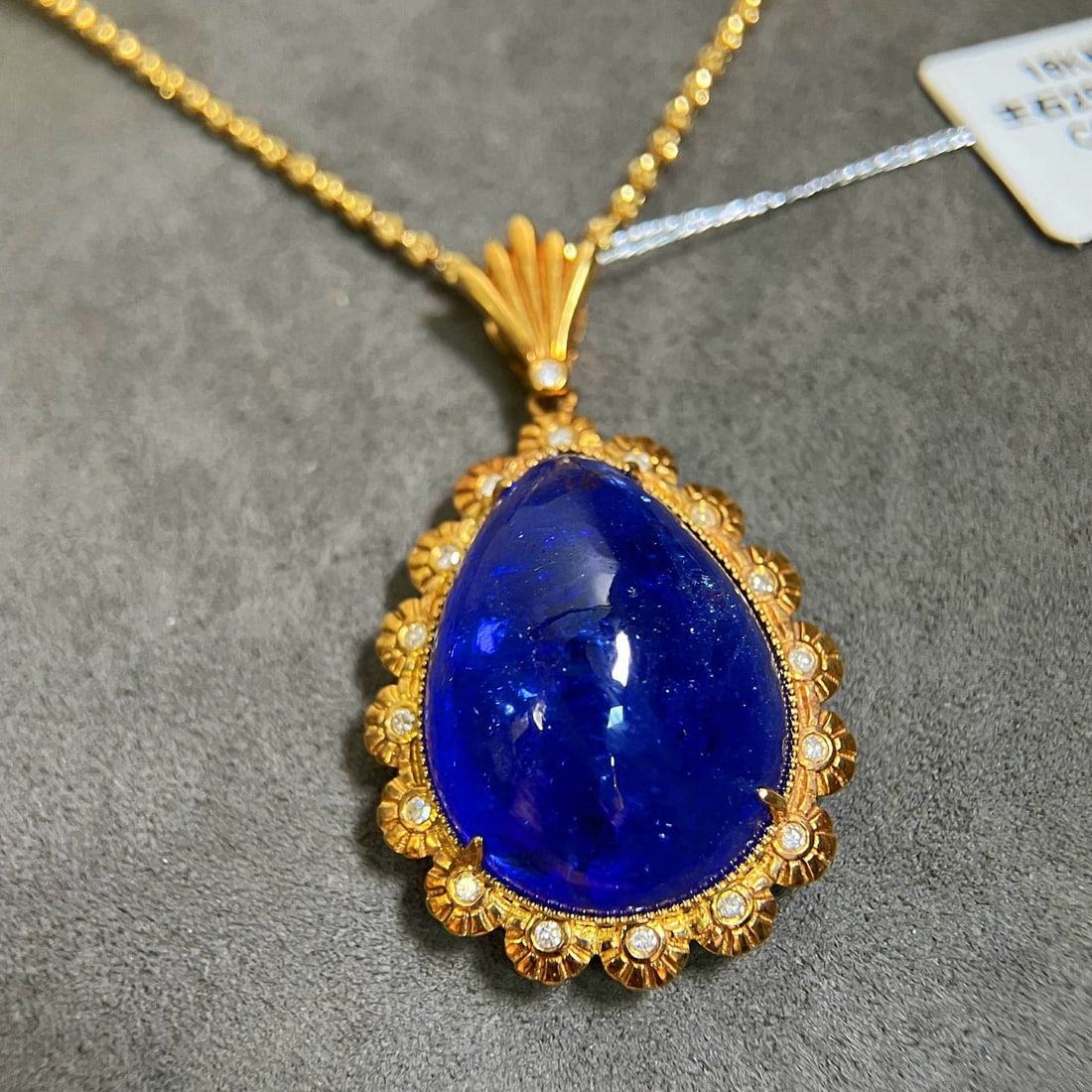 14k Gold 29.58 Ctw Natural Tanzanite & Diamond Pendant( Without Chain ) - 4