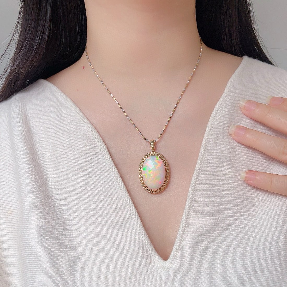 14k Gold 30.32 Ct Natural Opal Pendant( Without Chain ) - 3
