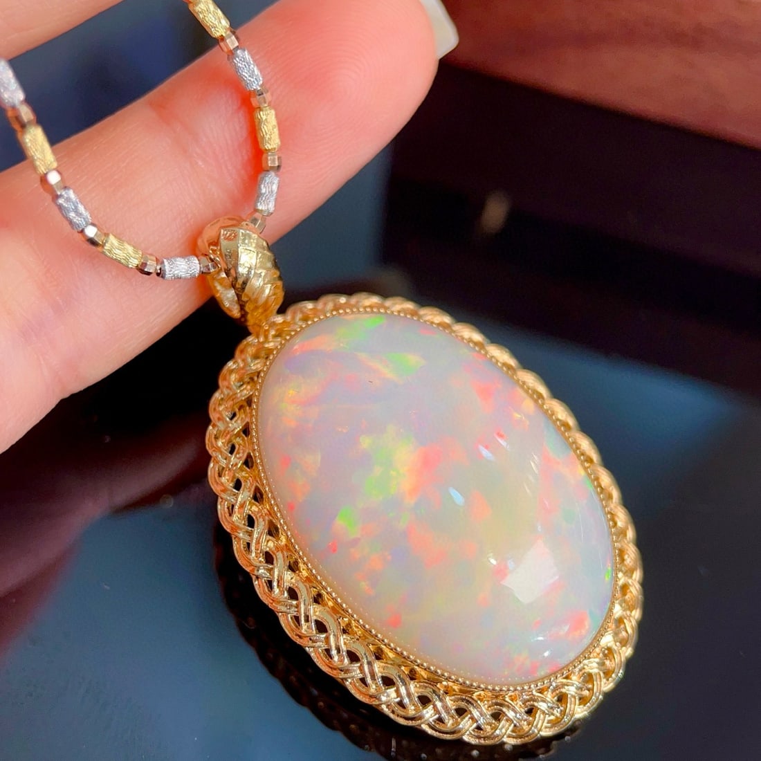 14k Gold 30.32 Ct Natural Opal Pendant( Without Chain ) - 5