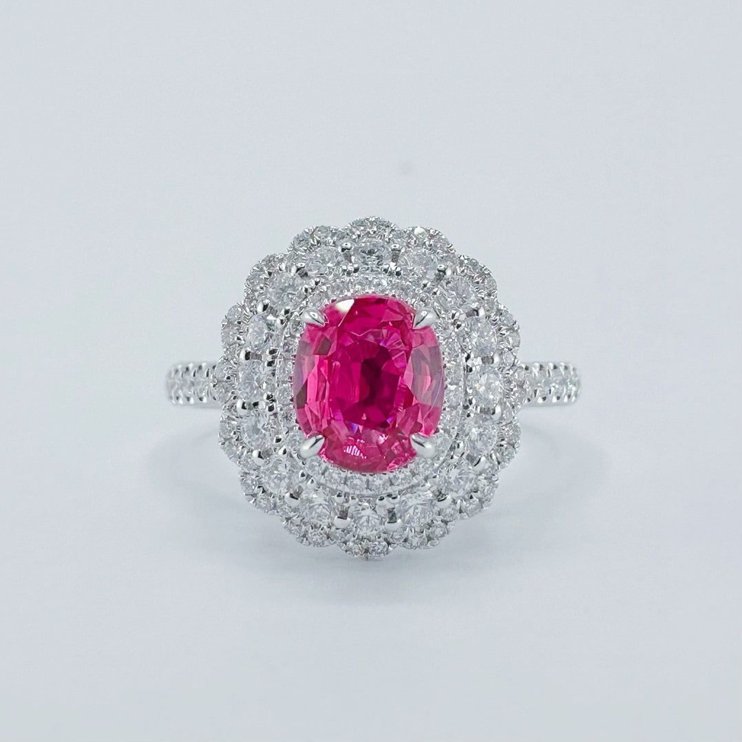 14k Gold 1.78 Ctw Natural Ruby & Diamond Ring: Ref:231074018 // gold content:14k gold // ring size:7. 25us // // main gemstone:ruby // shape:oval // carat weight:1. 15ct // color:red // treatment:natural // // adjacent gemstone 2 : diamond // shap