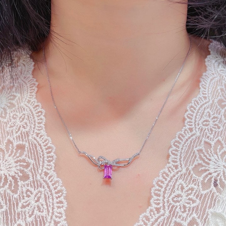 14k Gold 1.35 Ctw Natural Sapphire & Diamond Necklace - 7