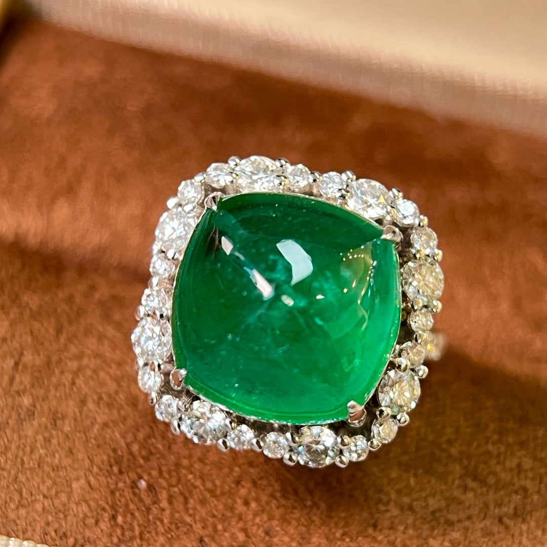 14k Gold 11.84 Ctw Natural Emerald & Diamond Ring/pendant( Without Chain ) - 3