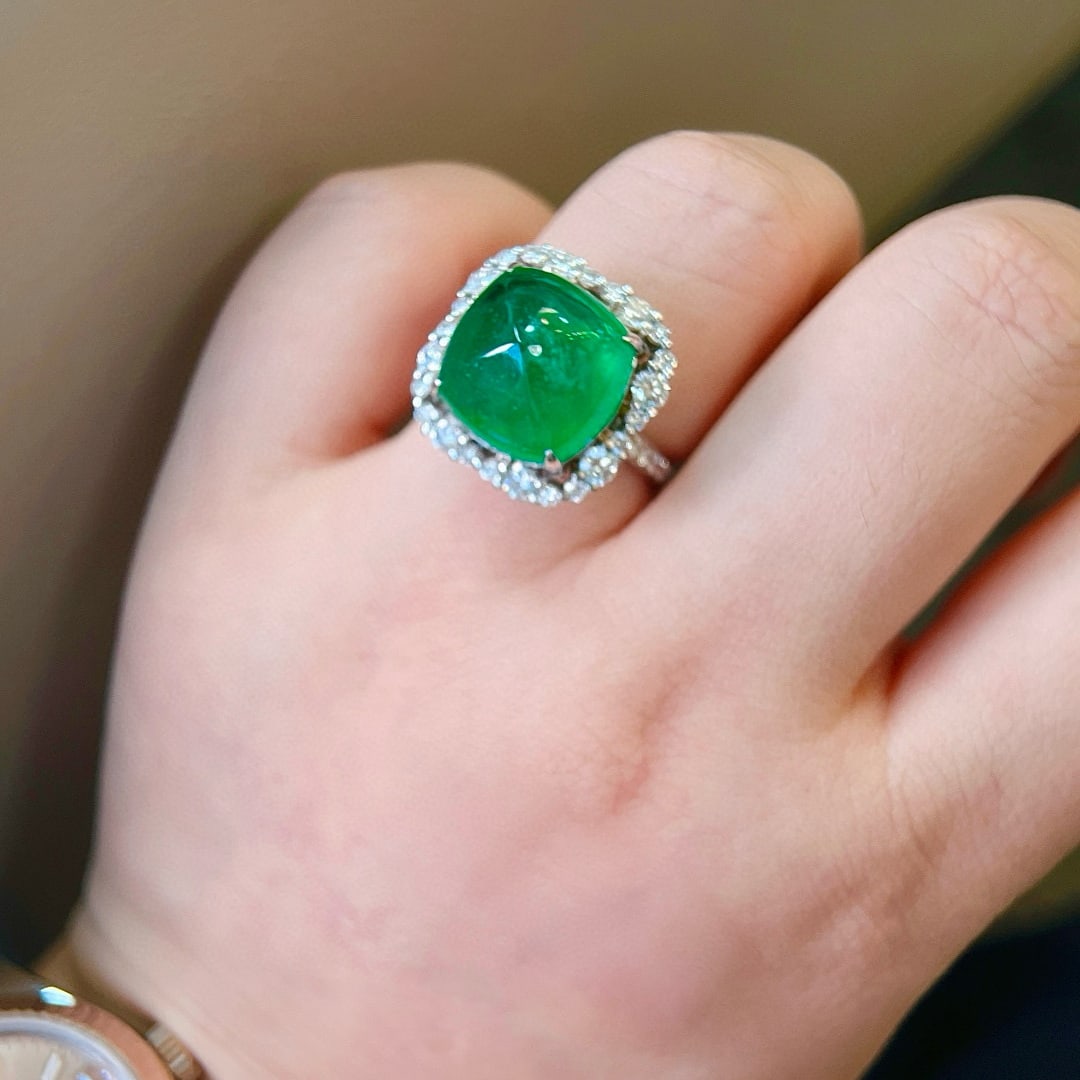 14k Gold 11.84 Ctw Natural Emerald & Diamond Ring/pendant( Without Chain ) - 7