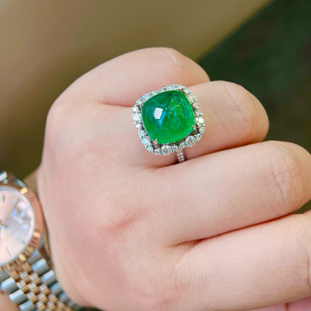14k Gold 11.84 Ctw Natural Emerald & Diamond Ring/pendant( Without Chain ) - 8