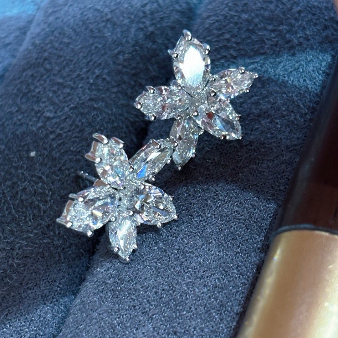 14k Gold 4.2 Ct Natural H Diamond Earrings - 2