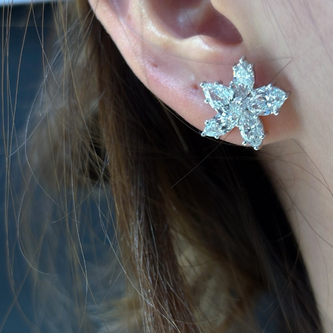 14k Gold 4.2 Ct Natural H Diamond Earrings - 4