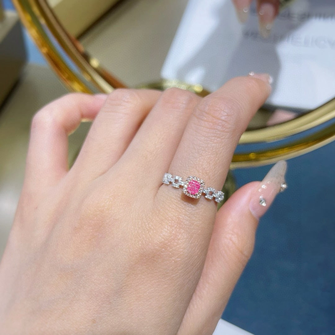 14k Gold 0.46 Ctw Natural Pink Diamond & Diamond Ring - 3