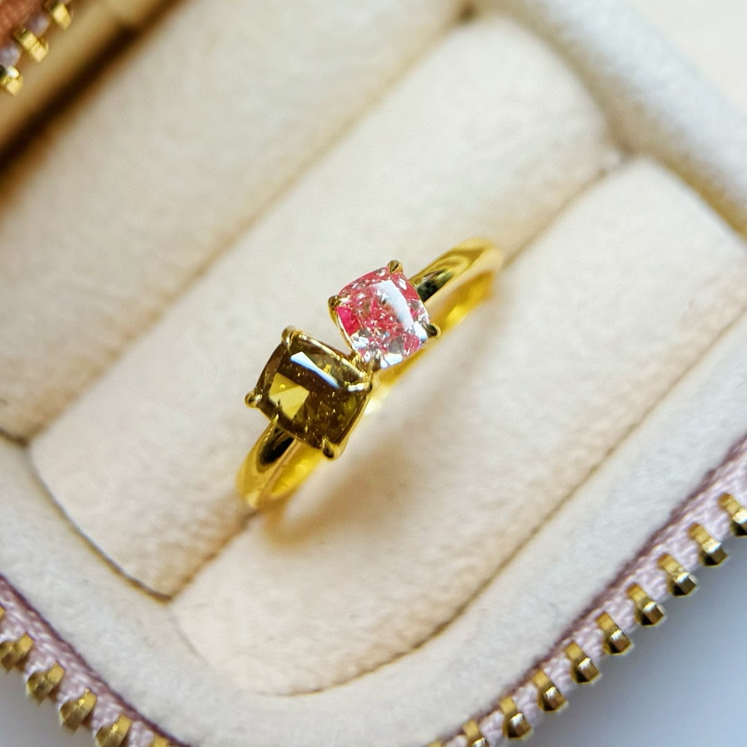 14k Gold 1.05 Ct Natural Color Diamond Ring: Ref:231074072 // gold content:14k gold // ring size:7. 25us // // main gemstone:diamond // shape:cushion // carat weight:1. 05ct // color:color // treatment:natural //