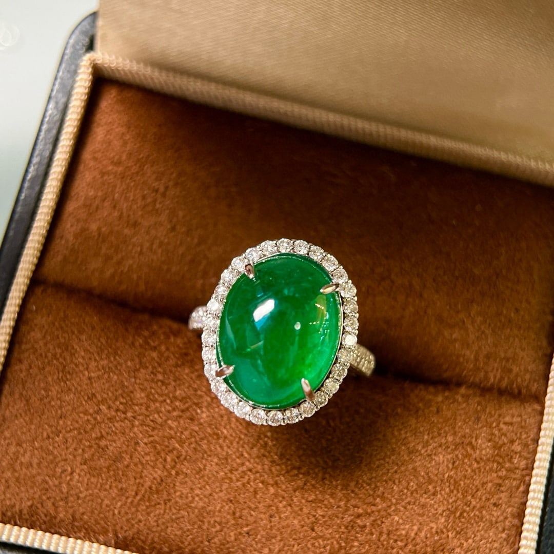 14k Gold 10.80 Ctw Vivid Green Natural Emerald & Diamond Ring/pendant( Without Chain ) - 5