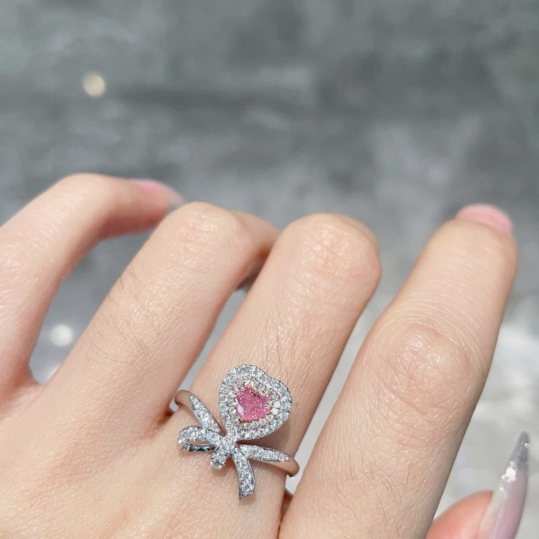 14k Gold 0.64 Ctw Natural Pink Diamond & Diamond Ring - 2